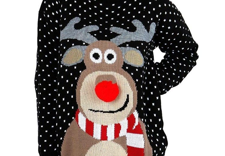 Pull moche de Noël Rudolph le renne avec nez rouge imprimé 3d